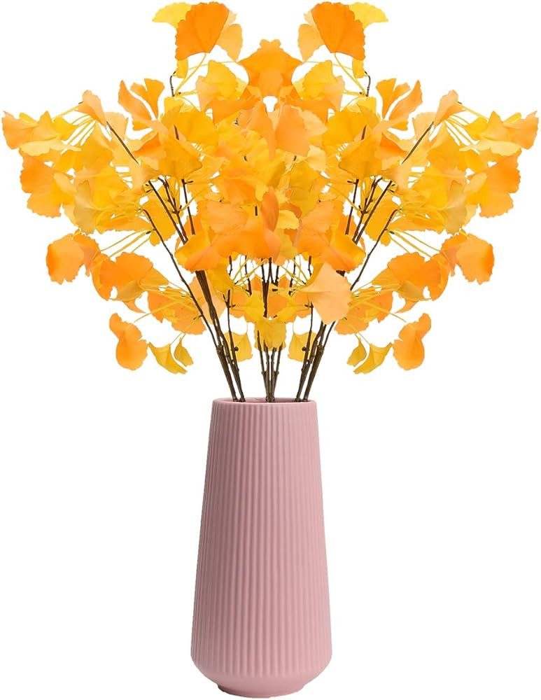 Sunm Boutique Artificial Leaf Plants Gingko Leaf Branch 3 Pack Yellow Yellow Gingko Leaf Fake Bra... | Amazon (US)