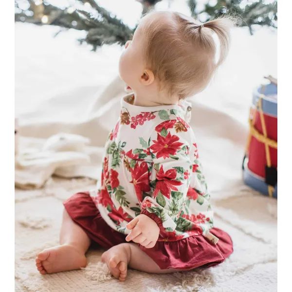 Holiday Floral Organic Cotton Dress - 2 Toddler | Burts Bees Baby
