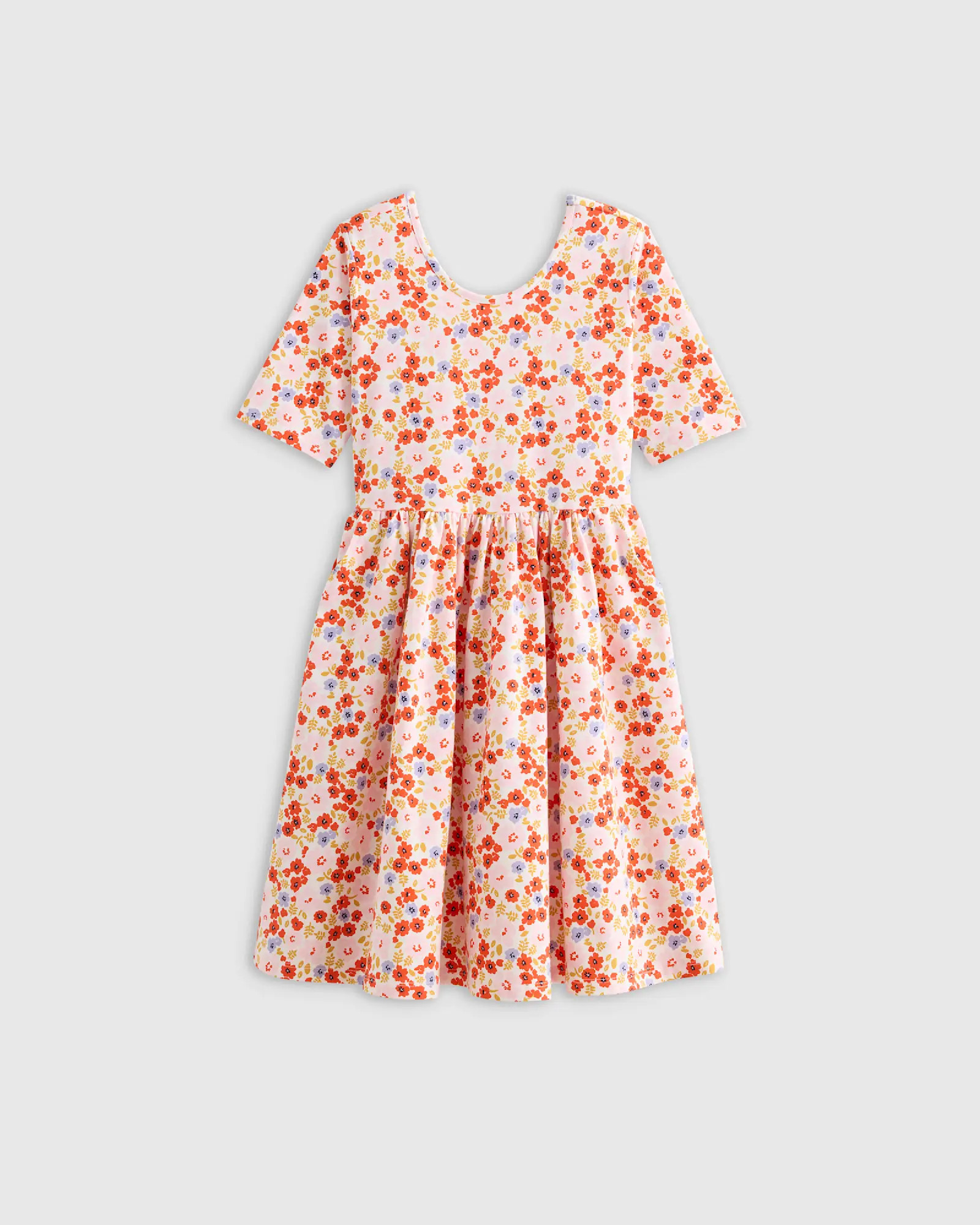 Organic Cotton Skater Dress  in Pink Poppy Floral | Quince