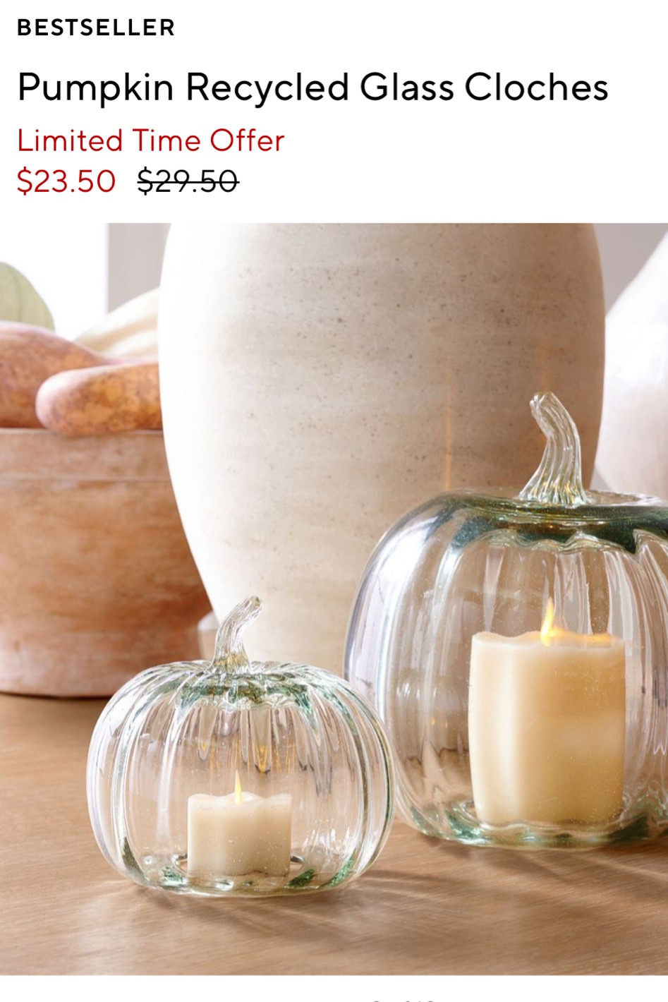 Glass pumpkins 
Fall decor 
Sale alert 

#LTKsalealert #LTKunder50 #LTKSeasonal