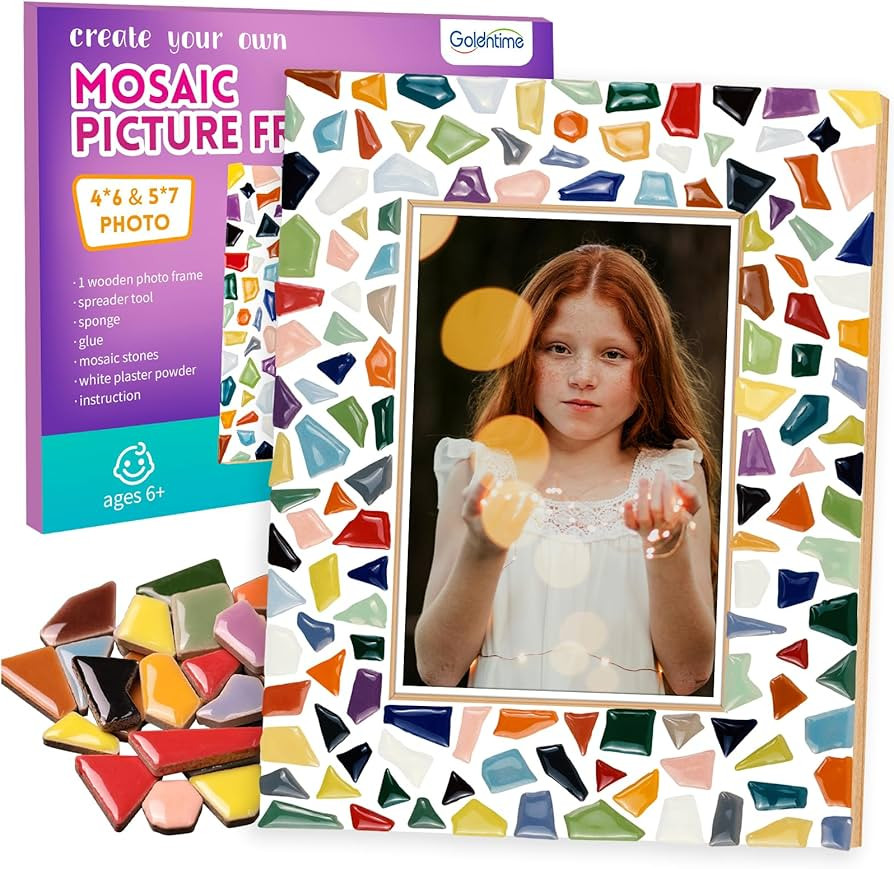 goldentime Decorate Your Own Mosaic Picture Frame - DIY Mosaic Craft Kits Fun Arts and Crafts for... | Amazon (US)