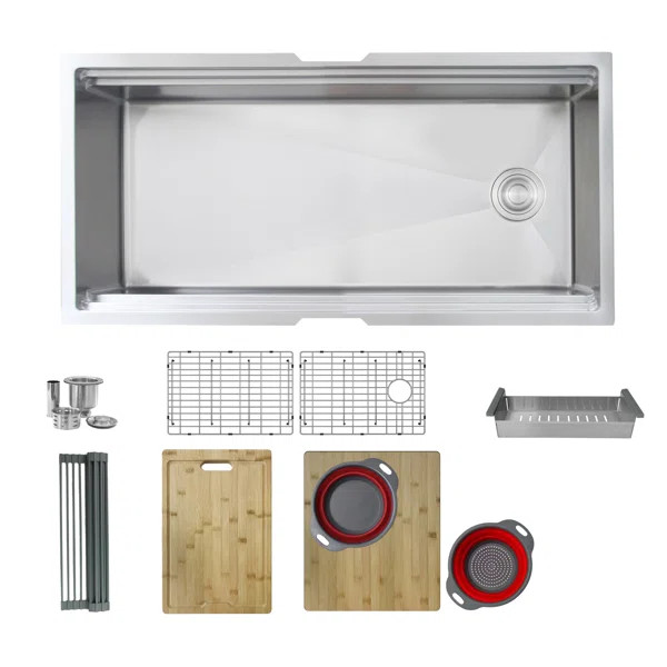 S-639W STYLISH 39 inch Stainless Steel Workstation Single Bowl Undermount Kitchen Sink with Acces... | Wayfair North America
