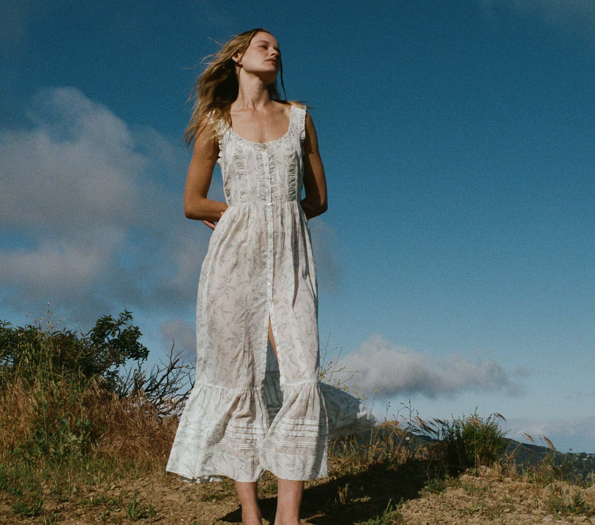 Claribelle Dress - Blanc Bluebell Ballad | DÔEN | DOEN