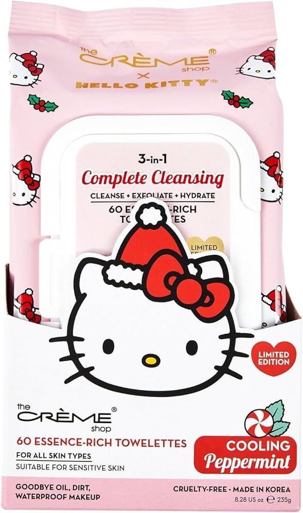 The Crème Shop x Hello Kitty 3-IN-1 Towelettes: Cooling Peppermint - Cleanse, Exfoliate, Hydrate... | Amazon (US)