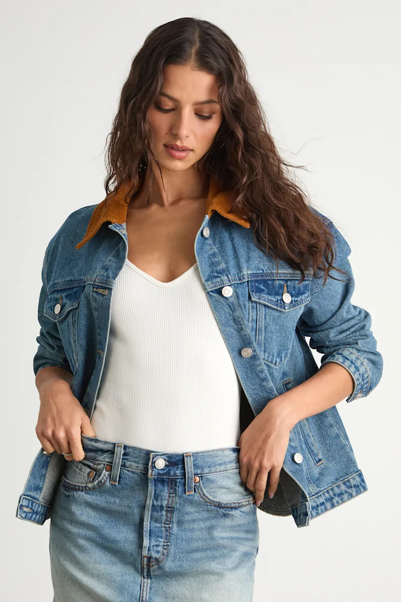 Isaline Medium Wash Denim Barn Jacket | Lulus