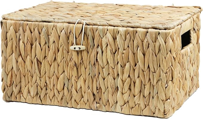 ORDELITE Large Wicker Basket with Lid, Rectangular Water Hyacinth Storage Baskets for Organizing,... | Amazon (US)