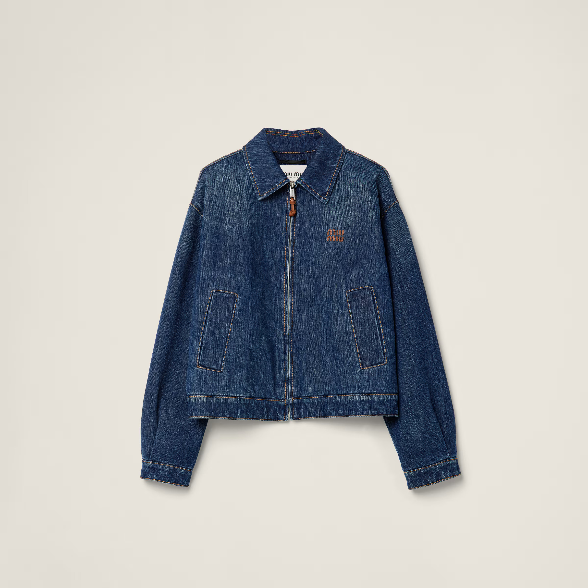 Navy Denim Trucker Jacket | Miu Miu | Miu Miu US