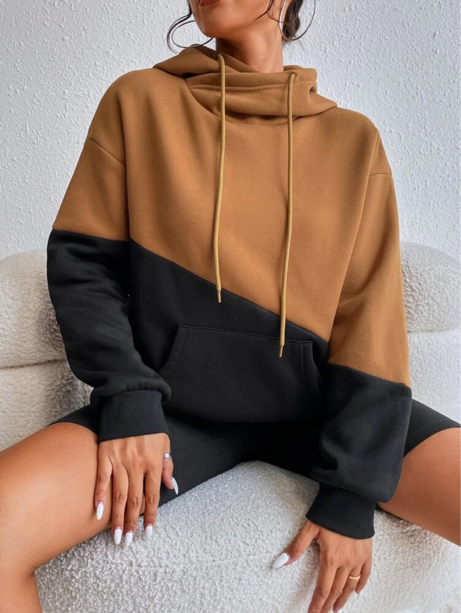 Tan & black hoodie!  Perfect for fall!  Wear with leggings and tennis shoes for a put together comfy look! #ColorblockHoodie #FallHoodie #TanHoodie #Tan #Hoodie #Shein 

#LTKSeasonal #LTKunder50 #LTKfit