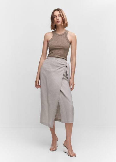 Metallic ribbed top brown - Woman - S - MANGO | MANGO (UK)