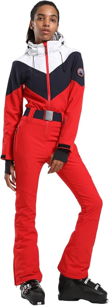 GSOU SNOW Ski Suit Women Snowsuit Slim One Piece Jumpsuit Snow Jackets Waterproof Winter Windproo... | Amazon (US)