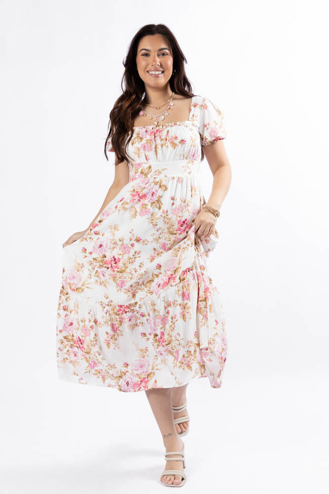 Small Town Smoke Show Pink Multi Floral Midi Dress FINAL SALE | Pink Lily