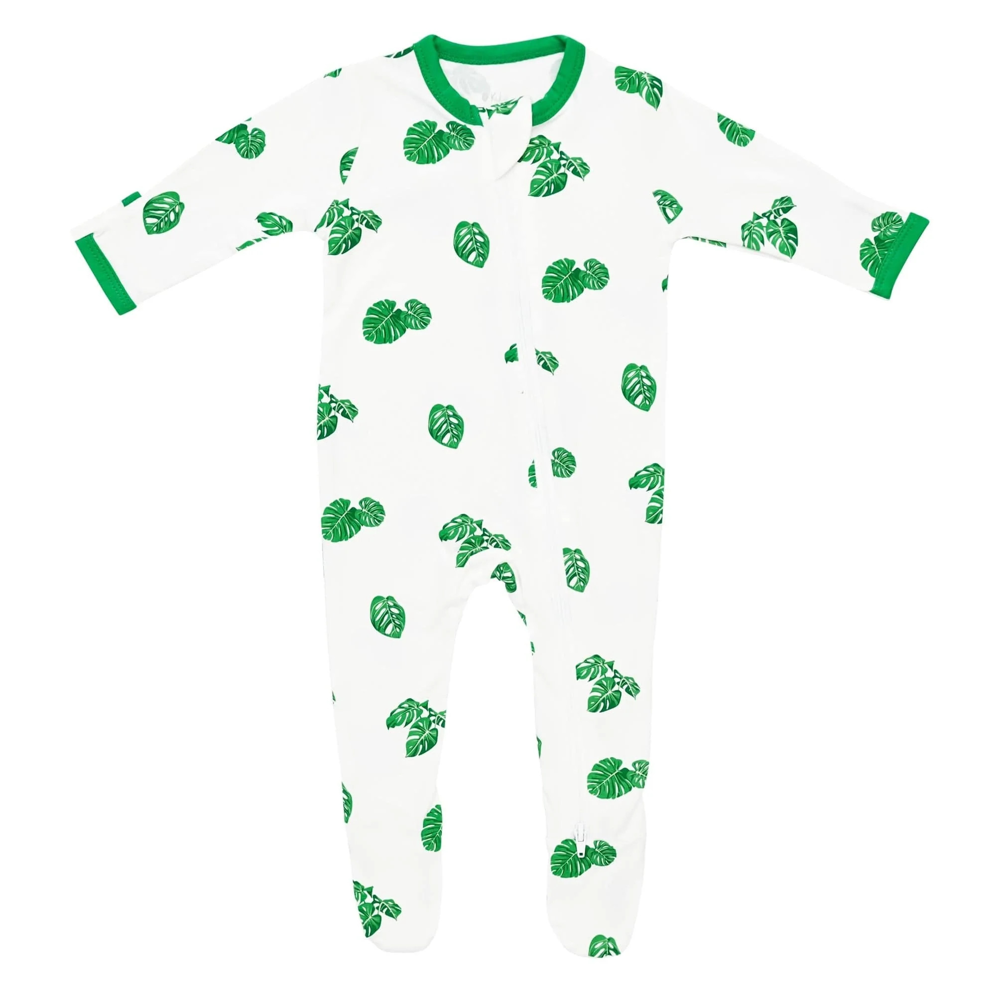 Printed Zippered Footie in Monstera | Kyte BABY