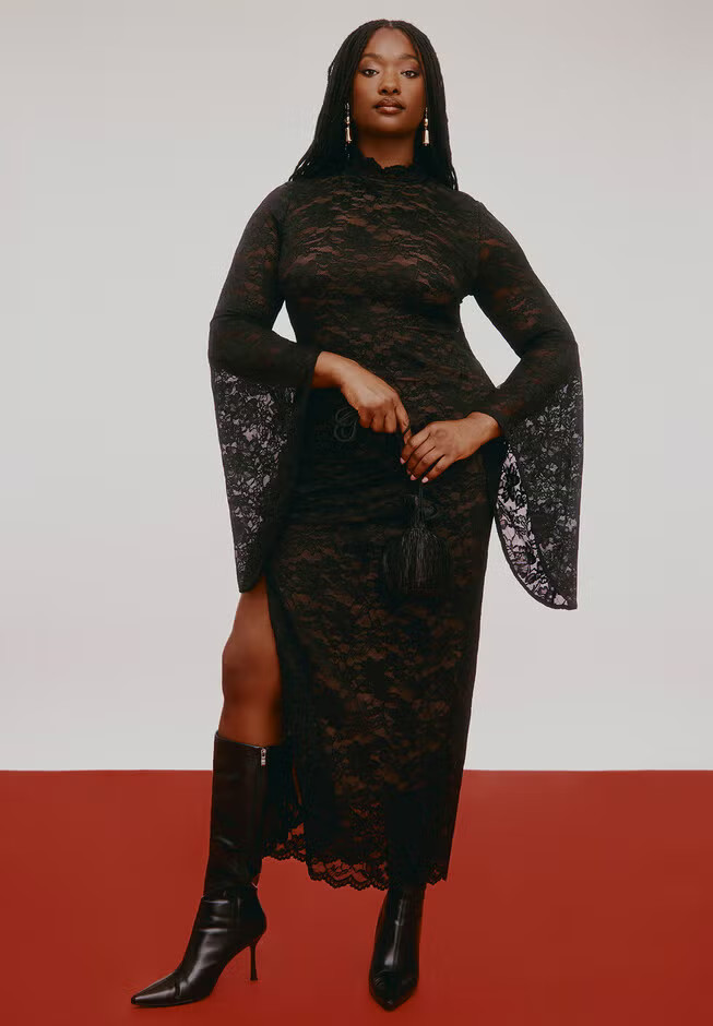 Lace Fitted Maxi Dress | Eloquii