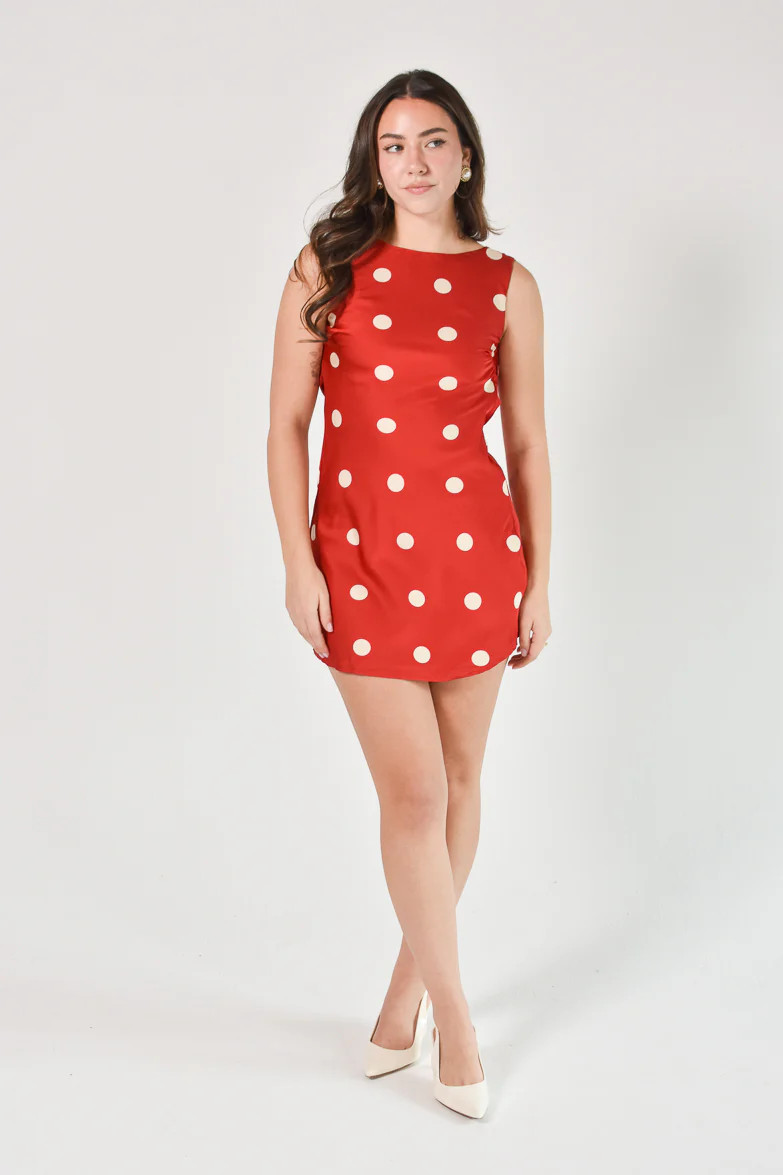 Cherry Red Polka Dot Mini Dress - FINAL SALE | Confête