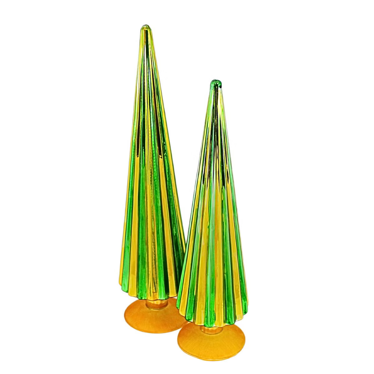 Cody Foster 14.5 Inch Green/Gold Pleated Trees Christmas St Patrick’S Set/2 Village Decor Tree ... | Target