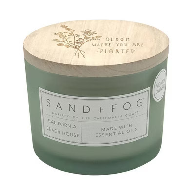 12oz Glass 2-Wick California Beach House Candle Green - Sand + Fog | Target