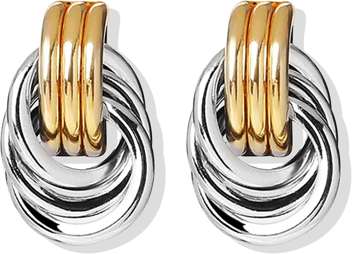 Chunky Earrings for Women Trendy Gold/Silver Hoop Earrings Geometry Statement Earrings Lightweigh... | Amazon (CA)
