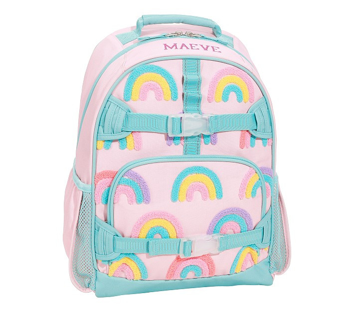 Mackenzie Pink Rainbows Chenille Backpacks | Pottery Barn Kids