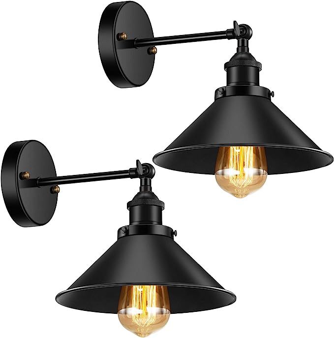 Industrial Wall Sconce 2 Pack, Licperron Rustic Black Antique 240 Degree Adjustable Vintage Wall ... | Amazon (US)