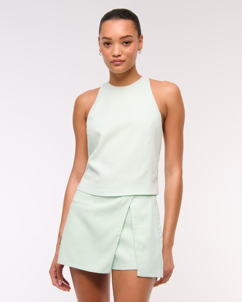 Women's Tailored Linen-Blend Mini Skort | Women's Bottoms | Abercrombie.com | Abercrombie & Fitch (UK)