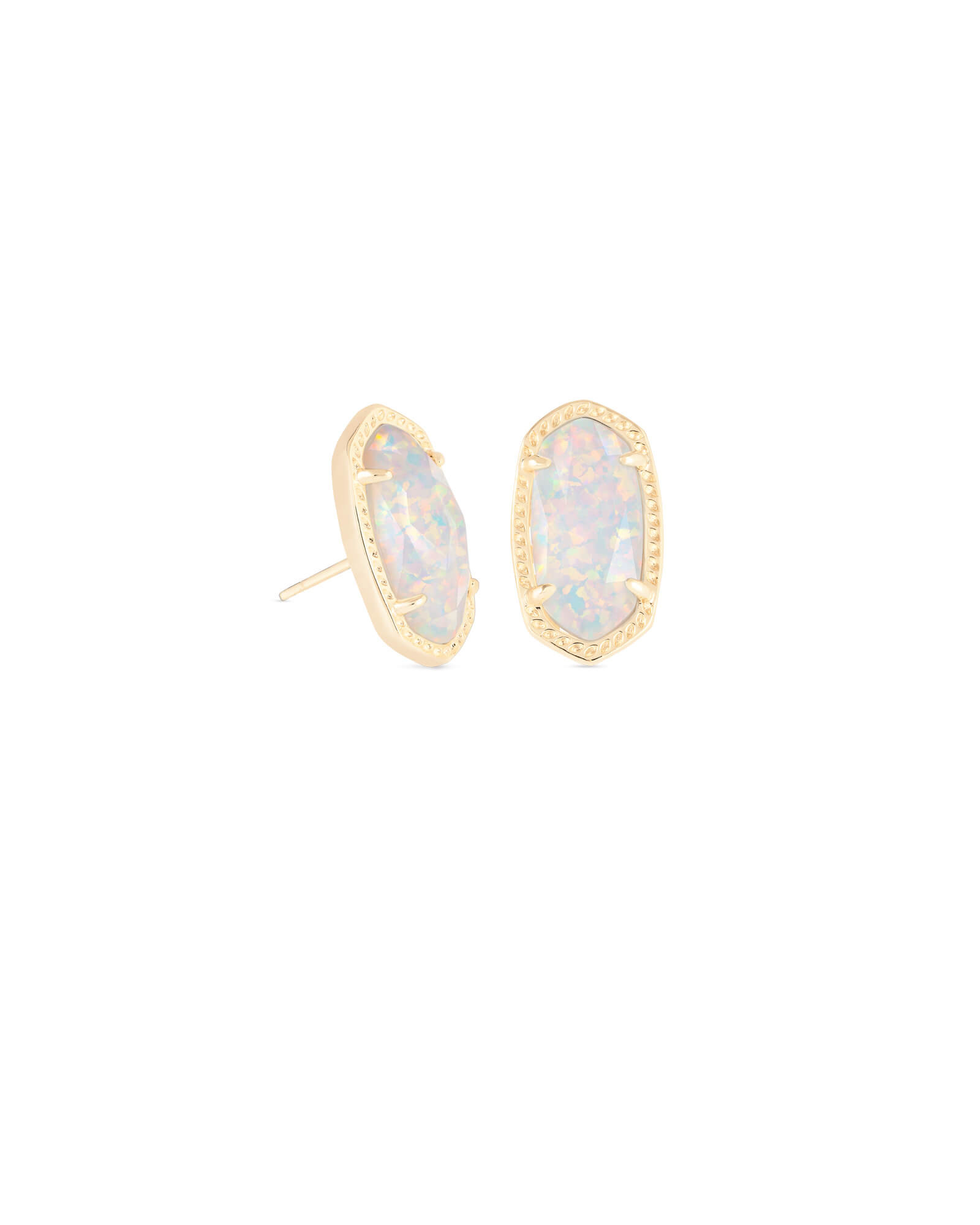 Ellie Gold Stud Earrings in White Kyocera Opal | Kendra Scott