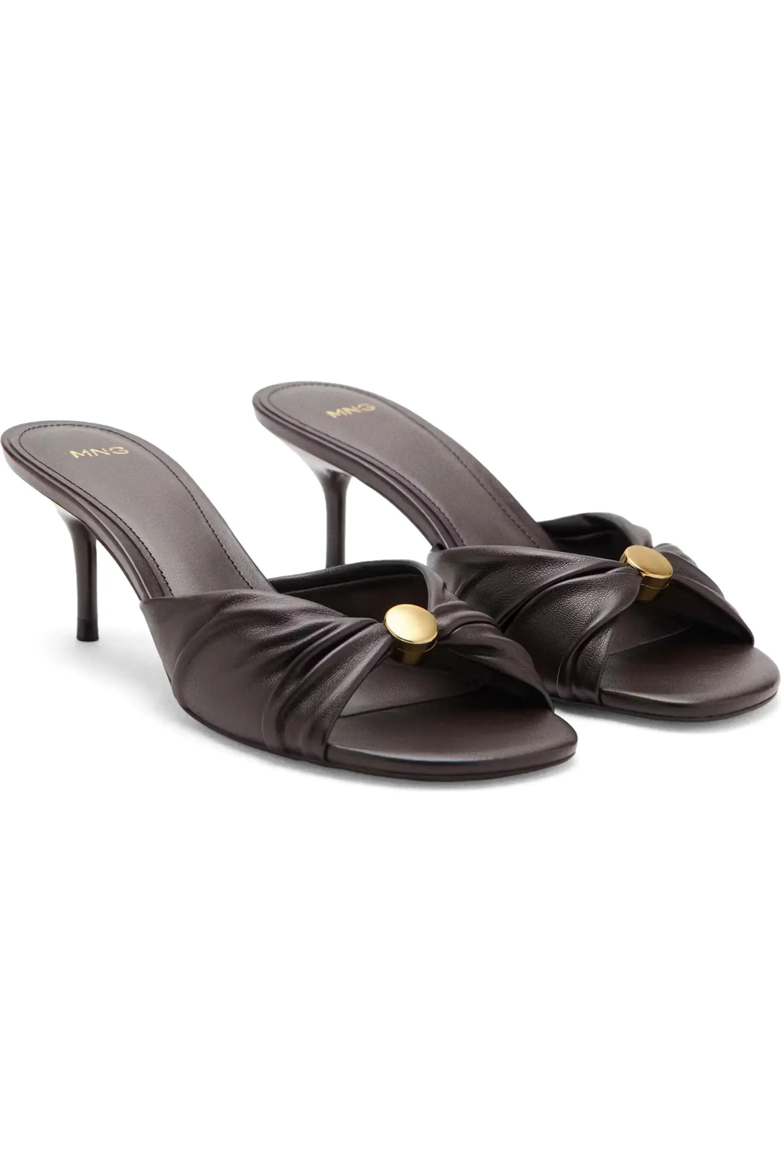 MANGO Faux Leather Beaded Kitten Heel Slide Sandal (Women) | Nordstrom | Nordstrom