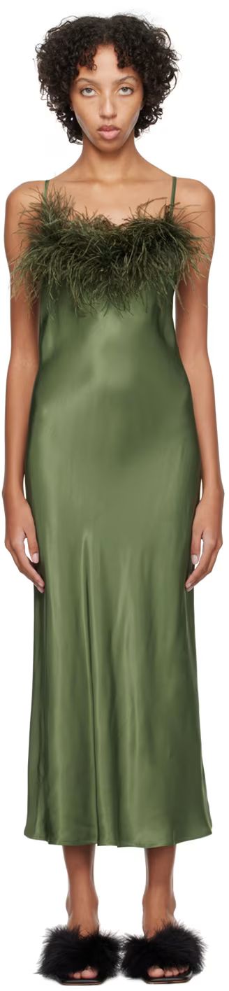 Green Boheme Slip Dress | SSENSE
