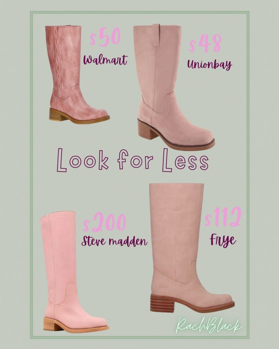 Pink boots
Frye campus boots 
Spring boots 
Look for less! 
Dupe 