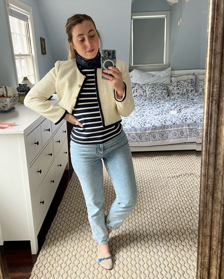 Obsessed with cropped tweed lady jackets and blazers! 

Preppy style classic style tweed blazer mom jeans millennial style 

#LTKstyletip #LTKSeasonal