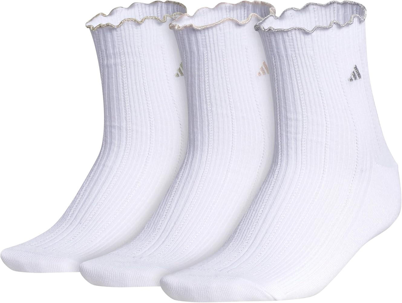 adidas Women's Ruffle Socks, 3-Pack Quarter Ankle Socks for Women Ruffle Sock | Amazon (US)