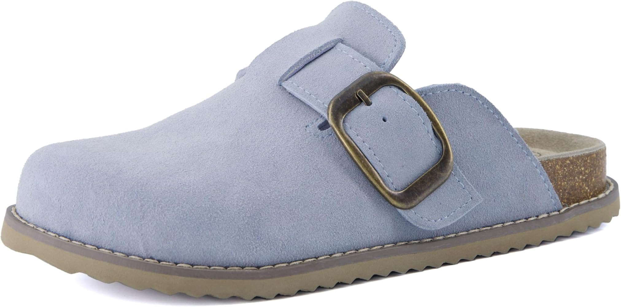 CUSHIONAIRE Women's Blain Genuine Suede Slip-On Clogs with + Memory Foam & Chic Buckle Mule - Com... | Amazon (US)