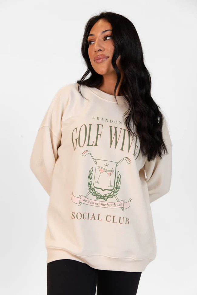 Golf Wives Cream Graphic Sweatshirt | Pink Lily