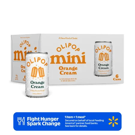 Olipop Minis Prebiotic Soda Pop, Orange Cream, High Fiber, 7.5 fl oz 6 Pack | Walmart (US)