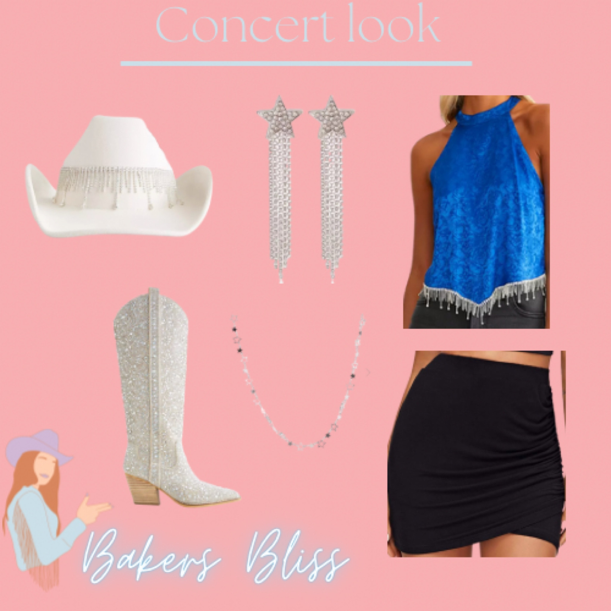 Concert outfit ⚡️🪩✨💖 concert outfit | concert outfit inspo | concert look | concert season | blingy tank top | black skirt | cowboy hat | white blingy cowboy hat | western jewelry | blingy cowboy boots | Taylor swift concert | Morgan wallen concert | western concert | country concert | Nashville outfit | Nashville outfit inspo | Nashville bachelorette outfit inspo 

#LTKstyletip #LTKcurves #LTKFind