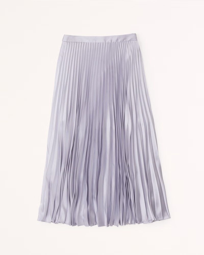 Satin Pleated Midi Skirt | Abercrombie & Fitch (US)
