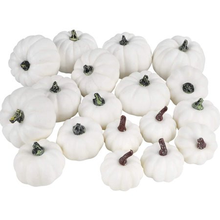 Gold Home 18pcs Assorted Sizes Artificial White Pumpkins Set for Halloween Thanksgiving Autumn Party | Walmart (US)