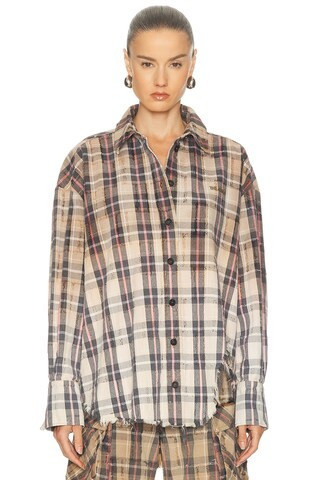 THE ATTICO Flannel Shirt in Tan | FWRD 