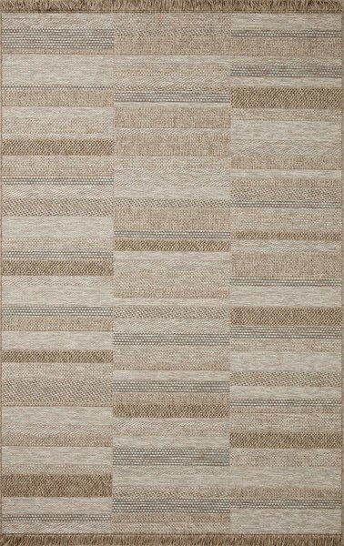 Dawn Organic Modern Natural Offset-Striped Fringe 7'8" x 7'8" Round Rug | Scout & Nimble
