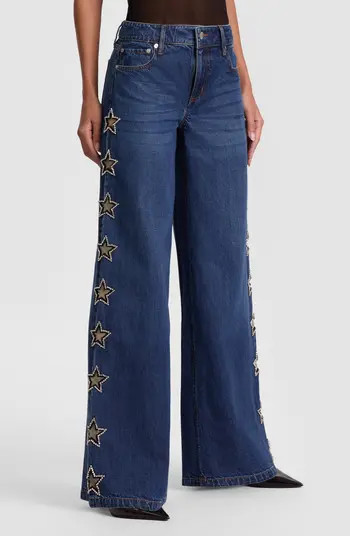 Amazing Embellished Star Cutout Wide Leg Jeans | Nordstrom