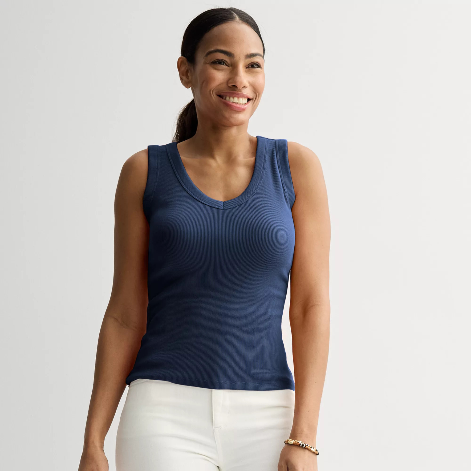 Petite Sonoma Goods For Life® Ribbed V-Neck Tank Top | Kohl's
