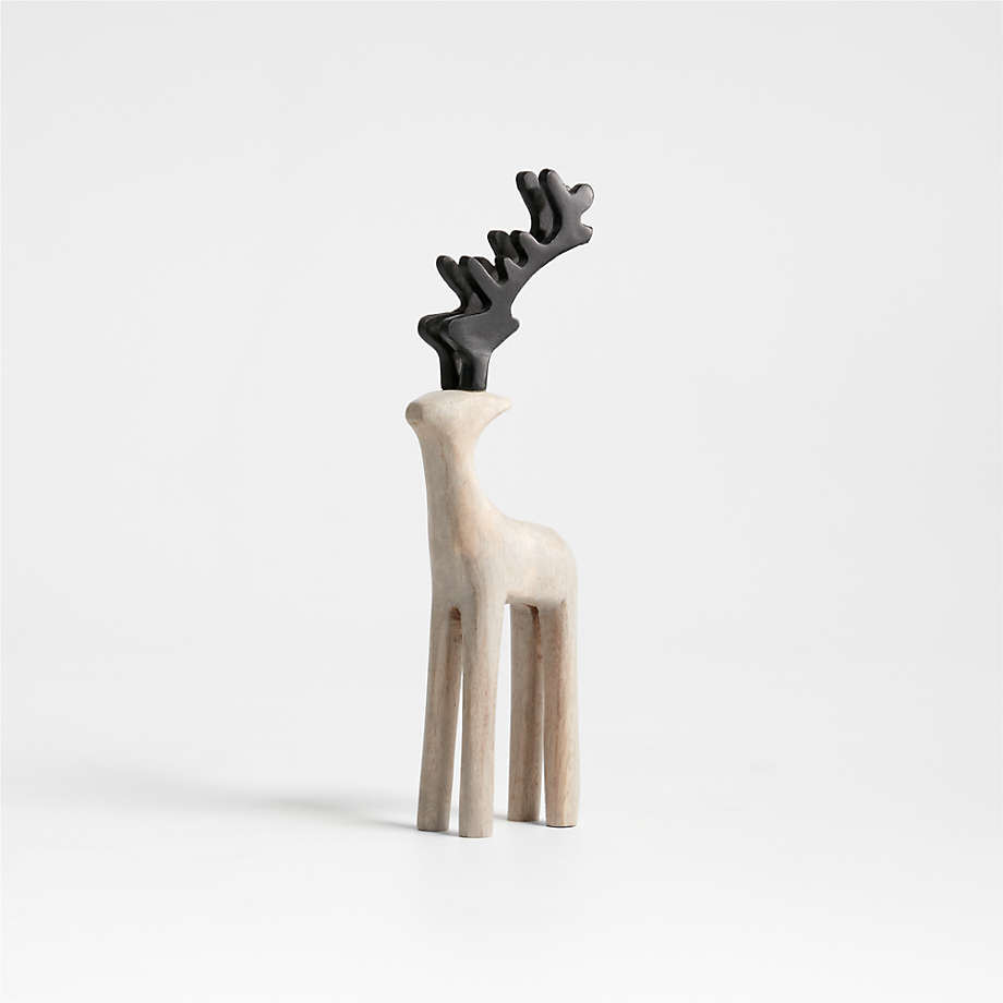 Silver Holiday Reindeer Decoration 9" + Reviews | Crate & Barrel | Crate & Barrel