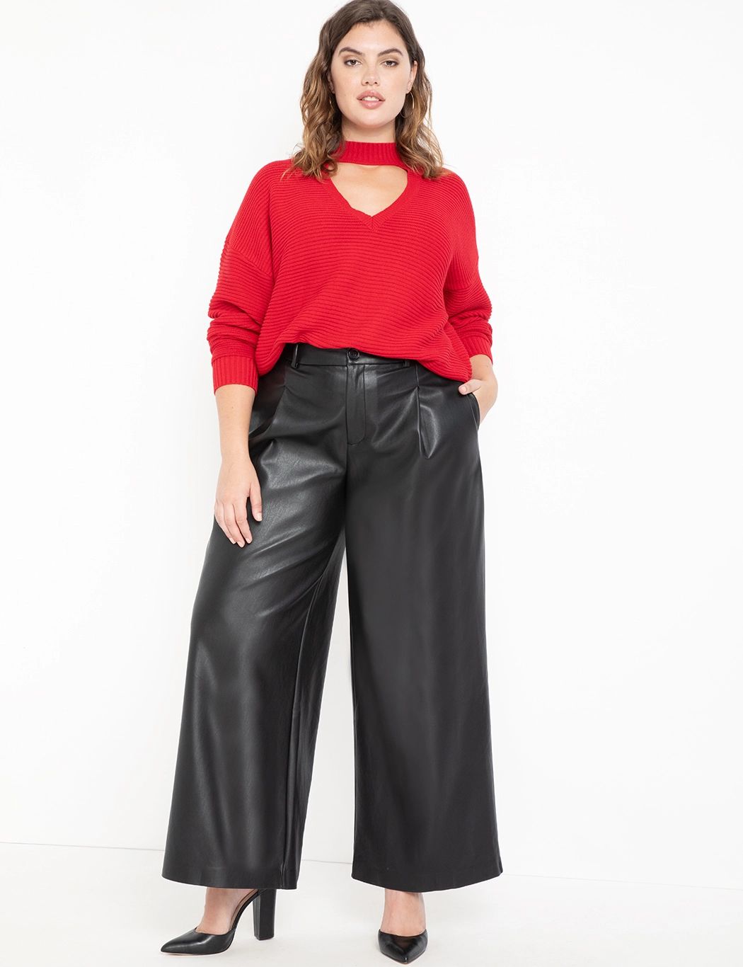 Vegan Leather Wide Leg Pant | Eloquii