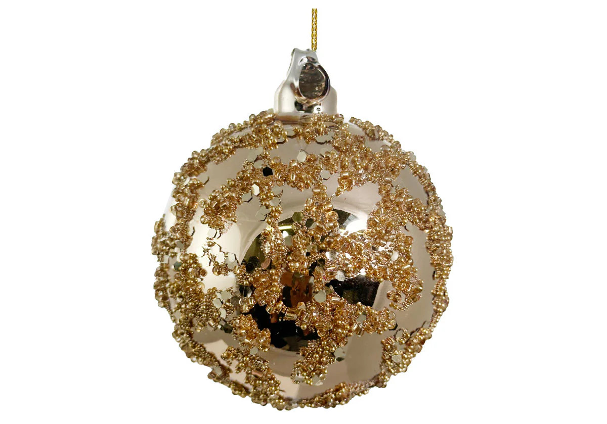 SHINY BEADED GLASS ORNAMENT | 3" | Alice Lane Home Collection