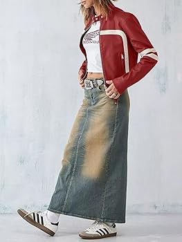 Saodimallsu Women’s Faux Leather Jackets Zip Up Stand Collar Cropped Motocross PU Coats | Amazon (US)