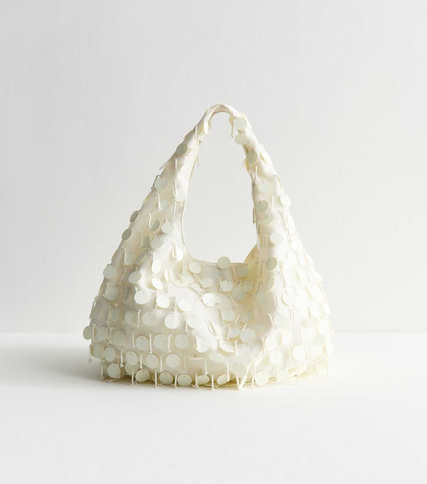 White Sequinned Organza Clutch Bag | New Look | New Look (UK)