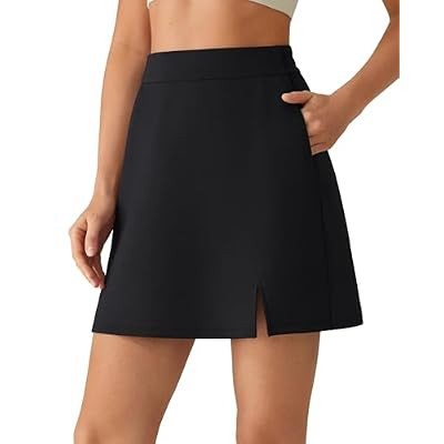 G4Free Smoofit Modal Soft Skirts for Women 15" Elastic Waisted Cute Front Slit Commute Skirt… | Amazon (US)