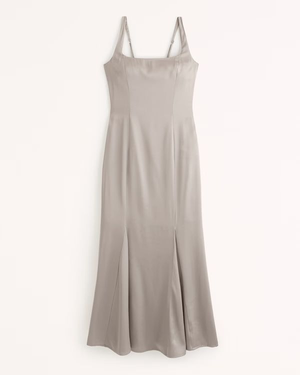 Women's Satin Slip Fishtail Midi Dress | Women's Dresses & Jumpsuits | Abercrombie.com | Abercrombie & Fitch (US)