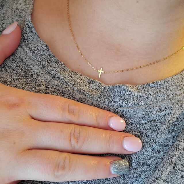 Tiny Cross Necklace, Gold Cross Necklace, Cross Necklace, Dainty Necklace, Dainty Cross Necklace,... | Etsy (US)