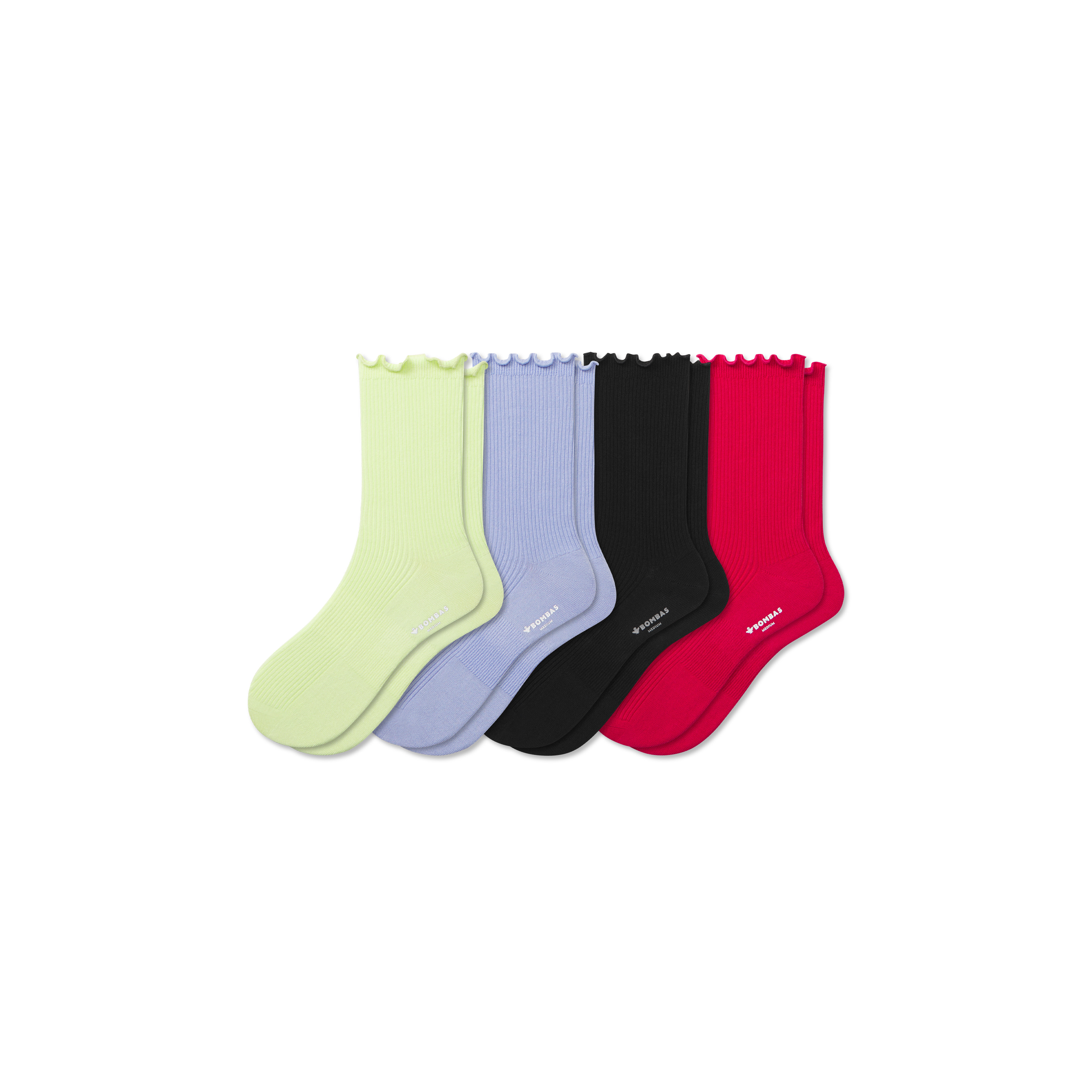 Women's Ruffle Rib Half Calf Sock 4-Pack - Red Blue Mix - Large - Cotton Blend - Bombas | Bombas