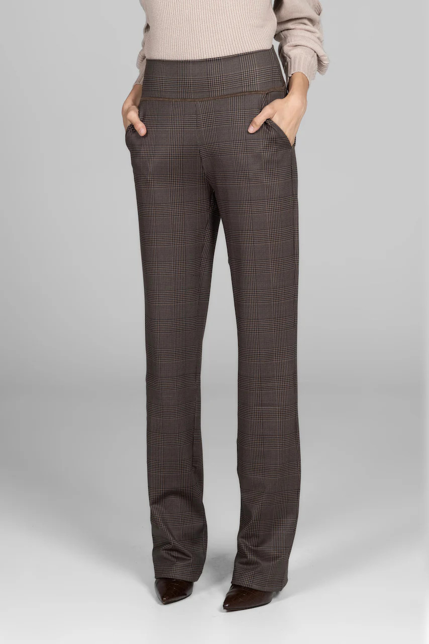 NINA STRAIGHT LEG PANT: PRINCE OF WALES PLAID | KIRAGRACE